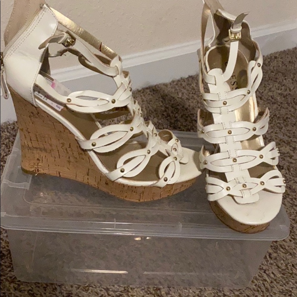 White wedge shoes